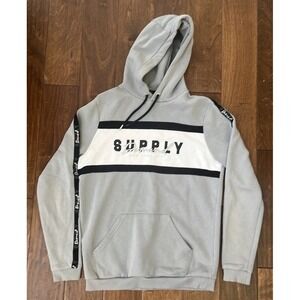 Supply & Demand NYC Men's Pullover Hoodie Gray Black White Long Sleeve